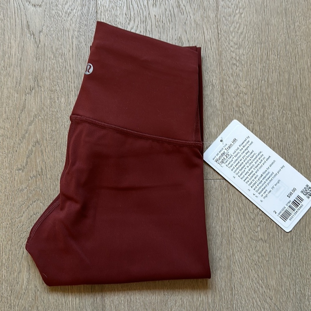 wunder train 25" date brown size 2 lululemon nwt
